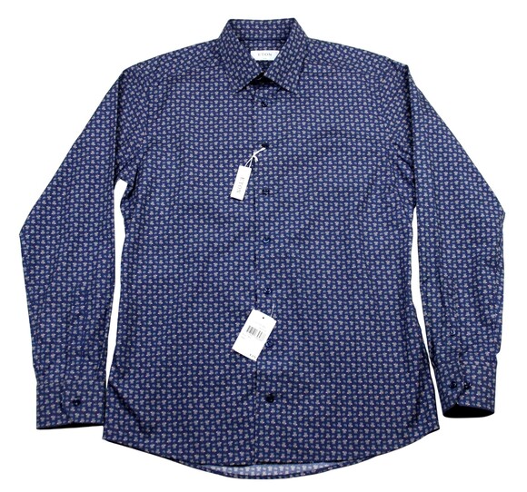 EtÃ³n Other - Eton‎ Shirt Mens 42 16.5 Navy Paisley Print Slim Fit Long Sleeve Poplin Cotton